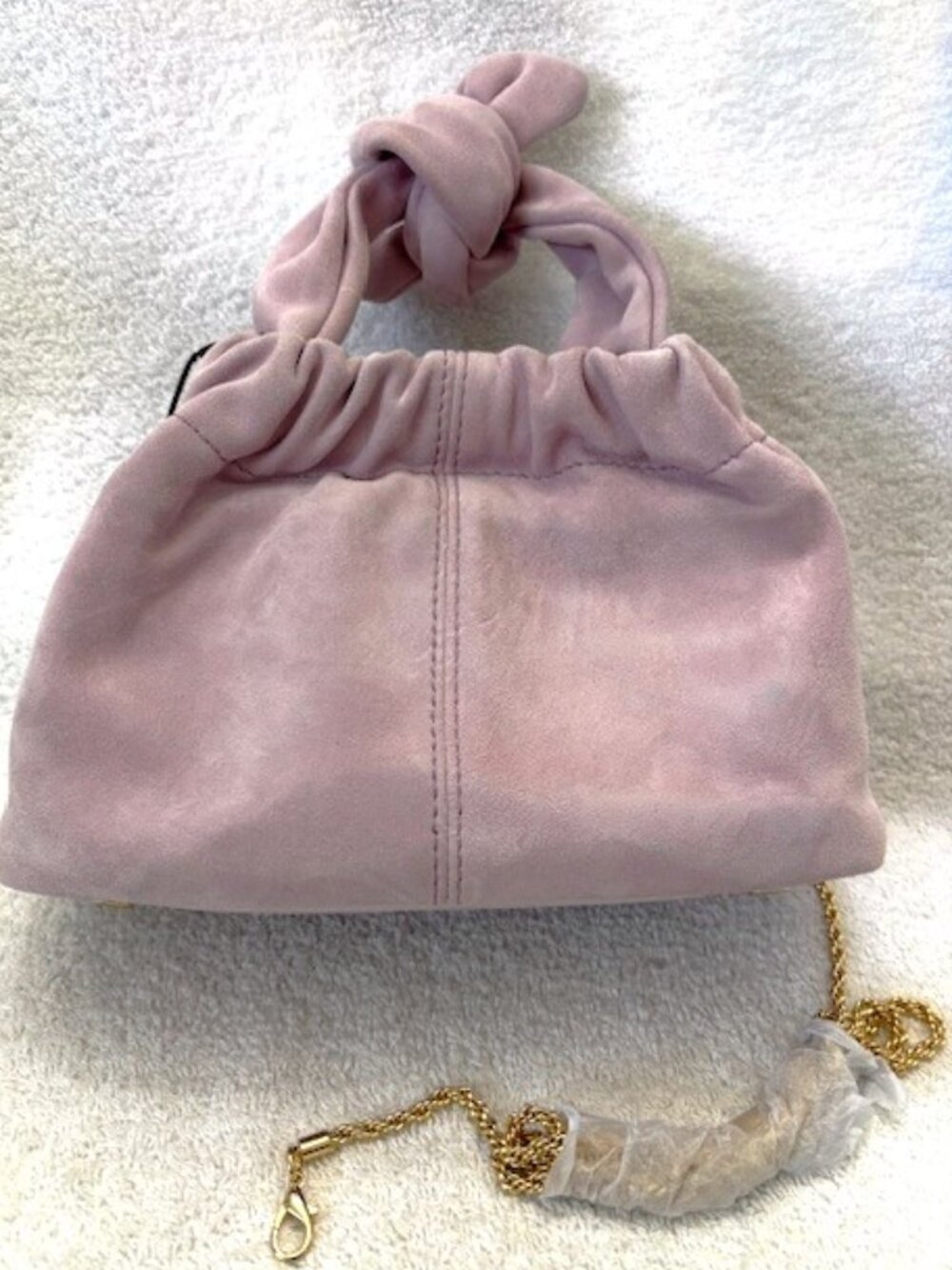 Ted Baker Emily lilac suede leather handbag with gold tone crossbody chain NWT